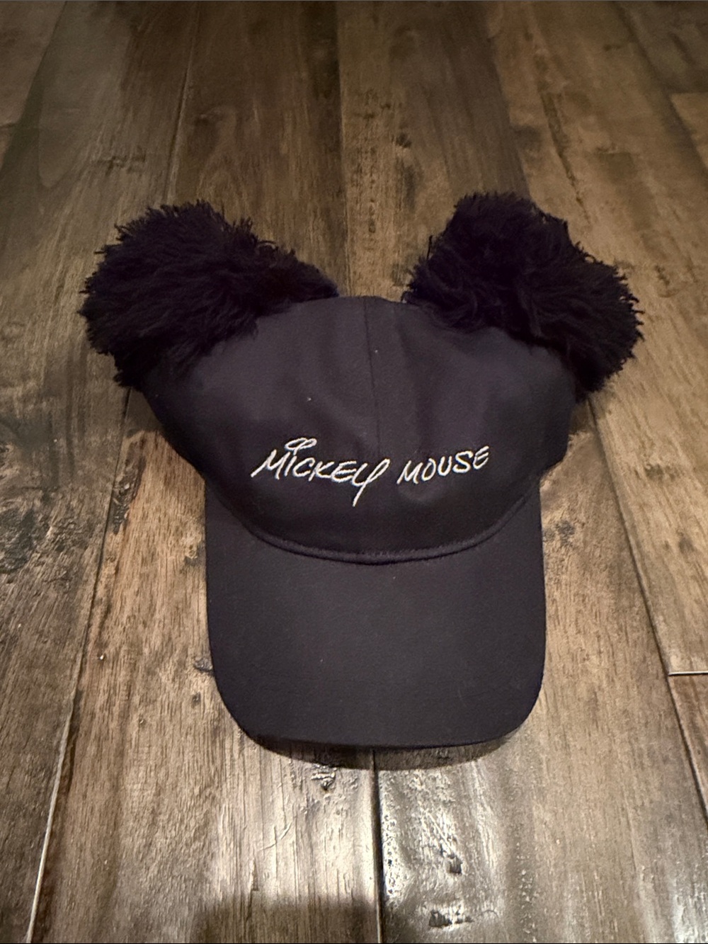Mickey Mouse Black Pom Pom Cap